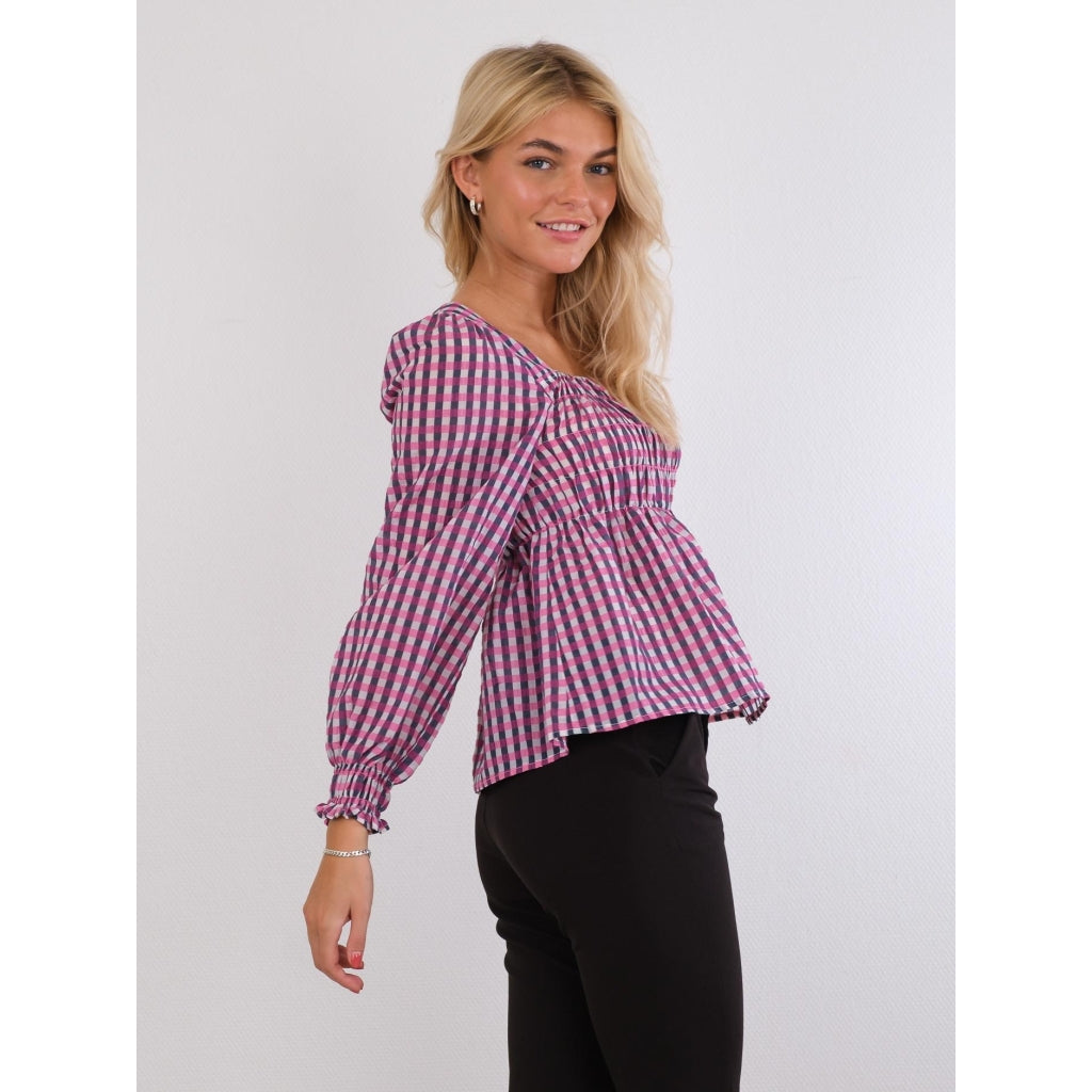 Neo Noir Pitt fall check blouse Skjorter og bluser Pink