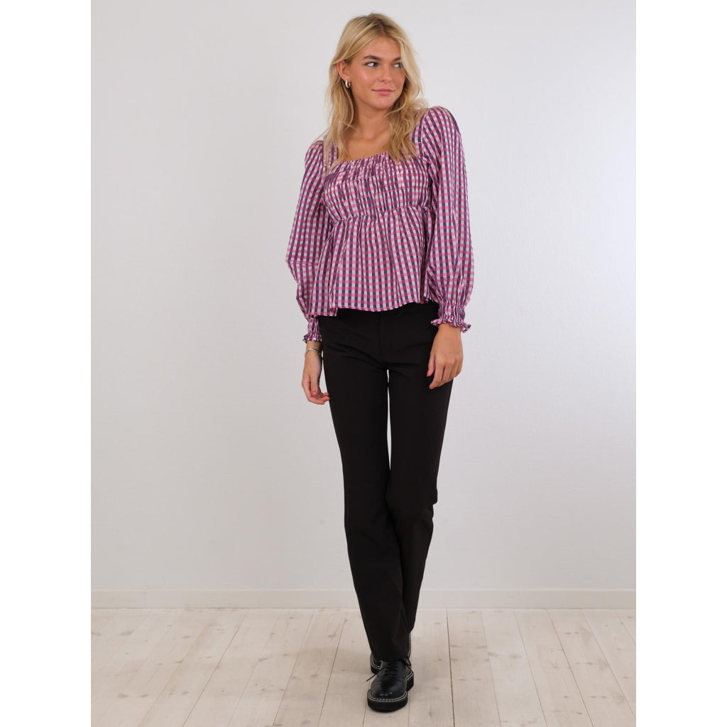 Neo Noir Pitt fall check blouse Skjorter og bluser Pink