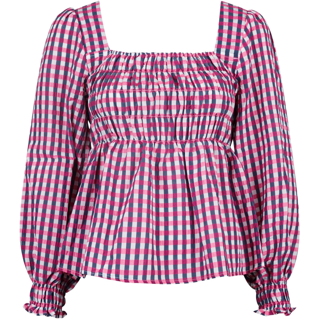 Neo Noir Pitt fall check blouse Skjorter og bluser Pink