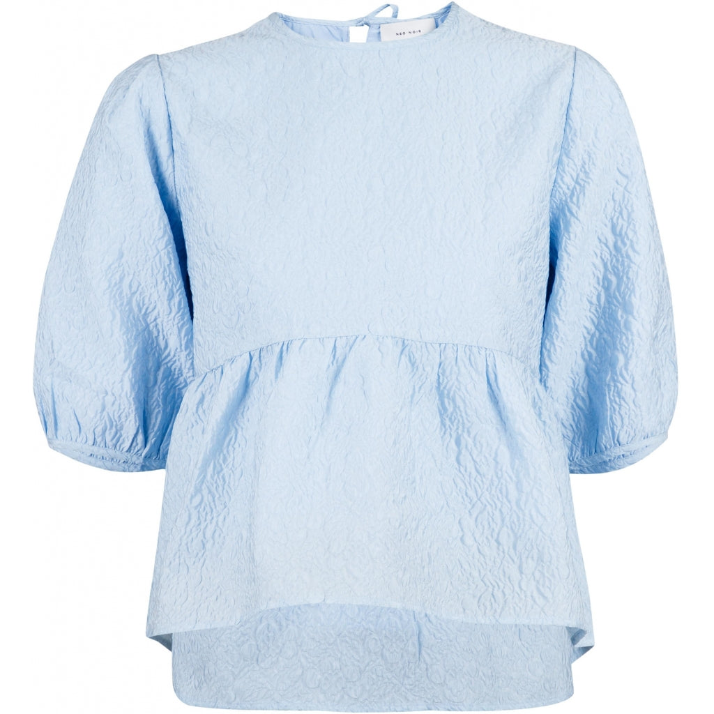 Neo Noir Synthia flower crepe blouse Skjorter og bluser Light blue