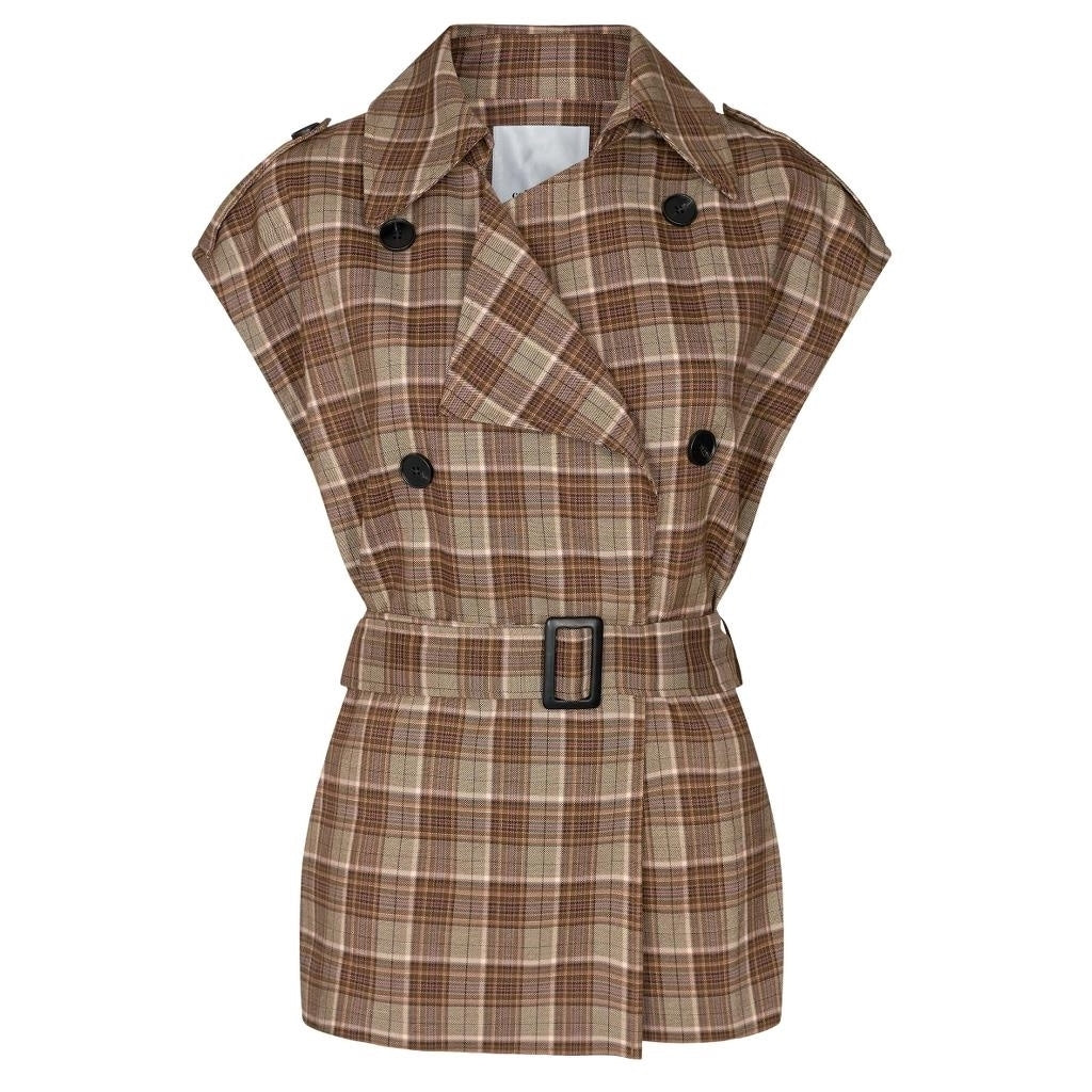 Co'couture Taylor check waistcoat Jacket Brown fox