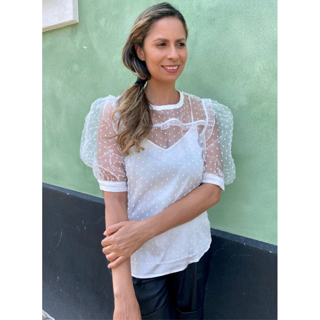 Custommade Vina tee blouse Skjorter og bluser Whisper white