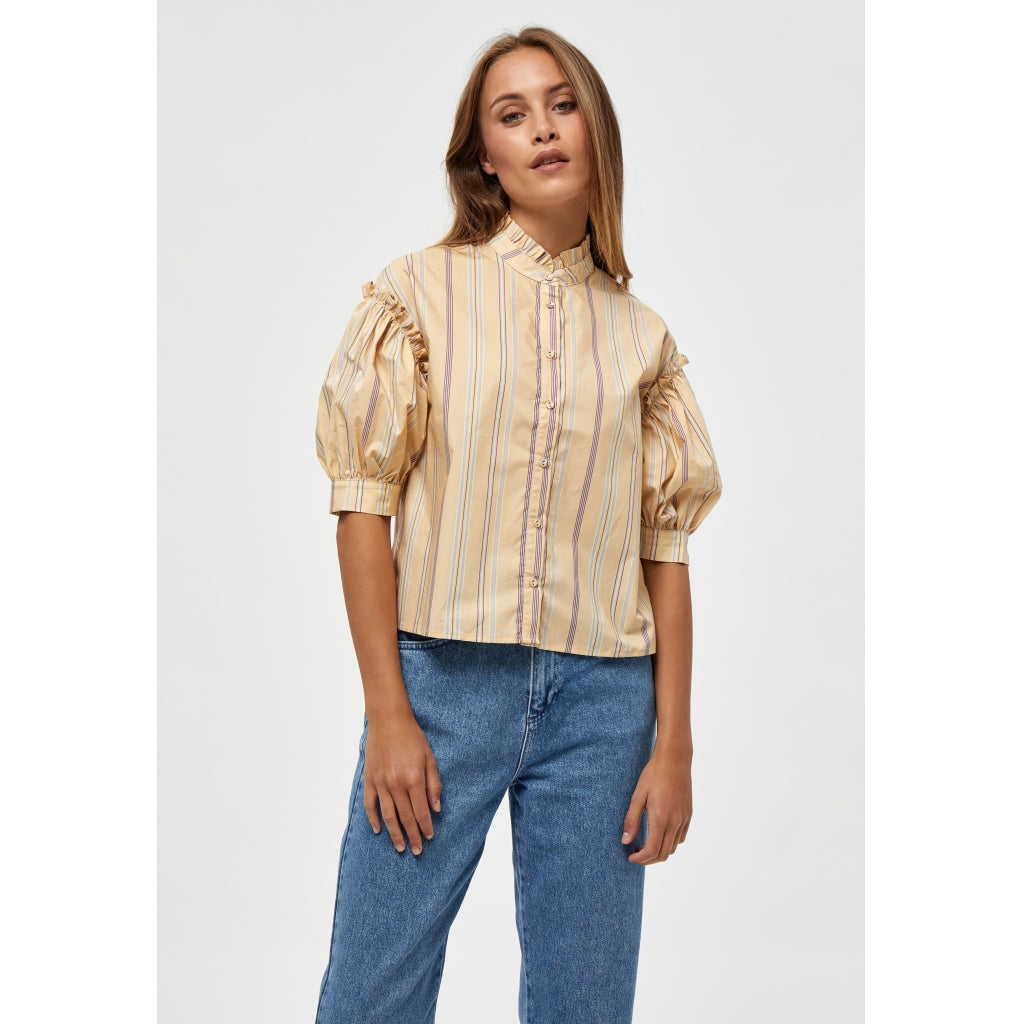 Minus Yuna shirt Skjorter og bluser Yellow straw stripes