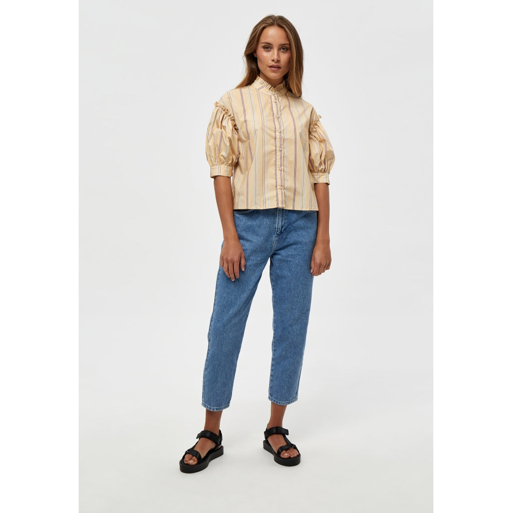 Minus Yuna shirt Skjorter og bluser Yellow straw stripes