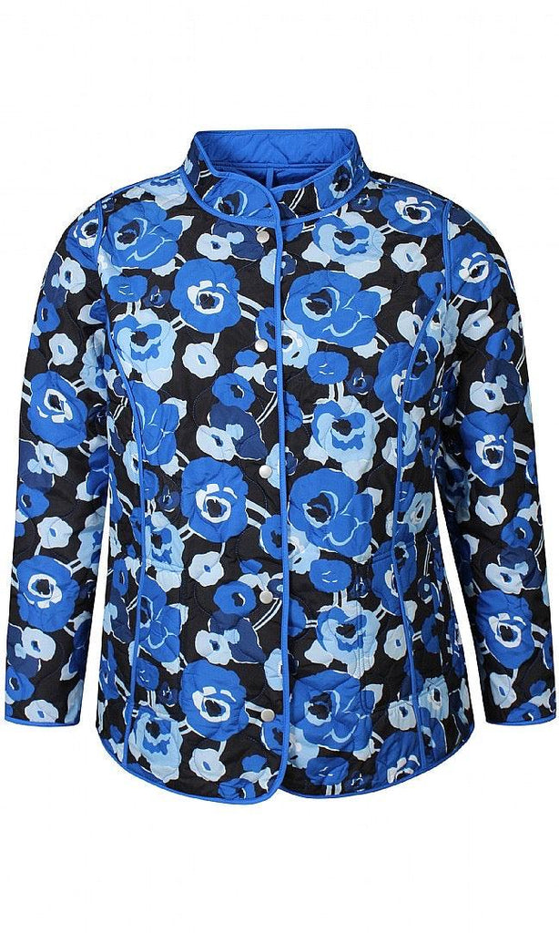 Zhenzi Blue Flower Jacket med elegant blomsterprint og lange ærmer.