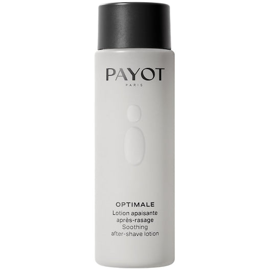 Payot Optimale lotion, after-shave i hvid flaske med sort låg.