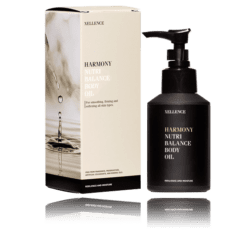 Xcellence Harmony Nutri Balance Body Oil-flaske og æske.