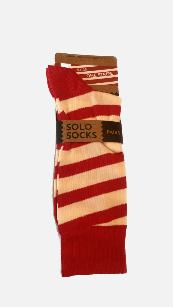 SOLOSOCKS - stribet strømper -31 i en brun æske.