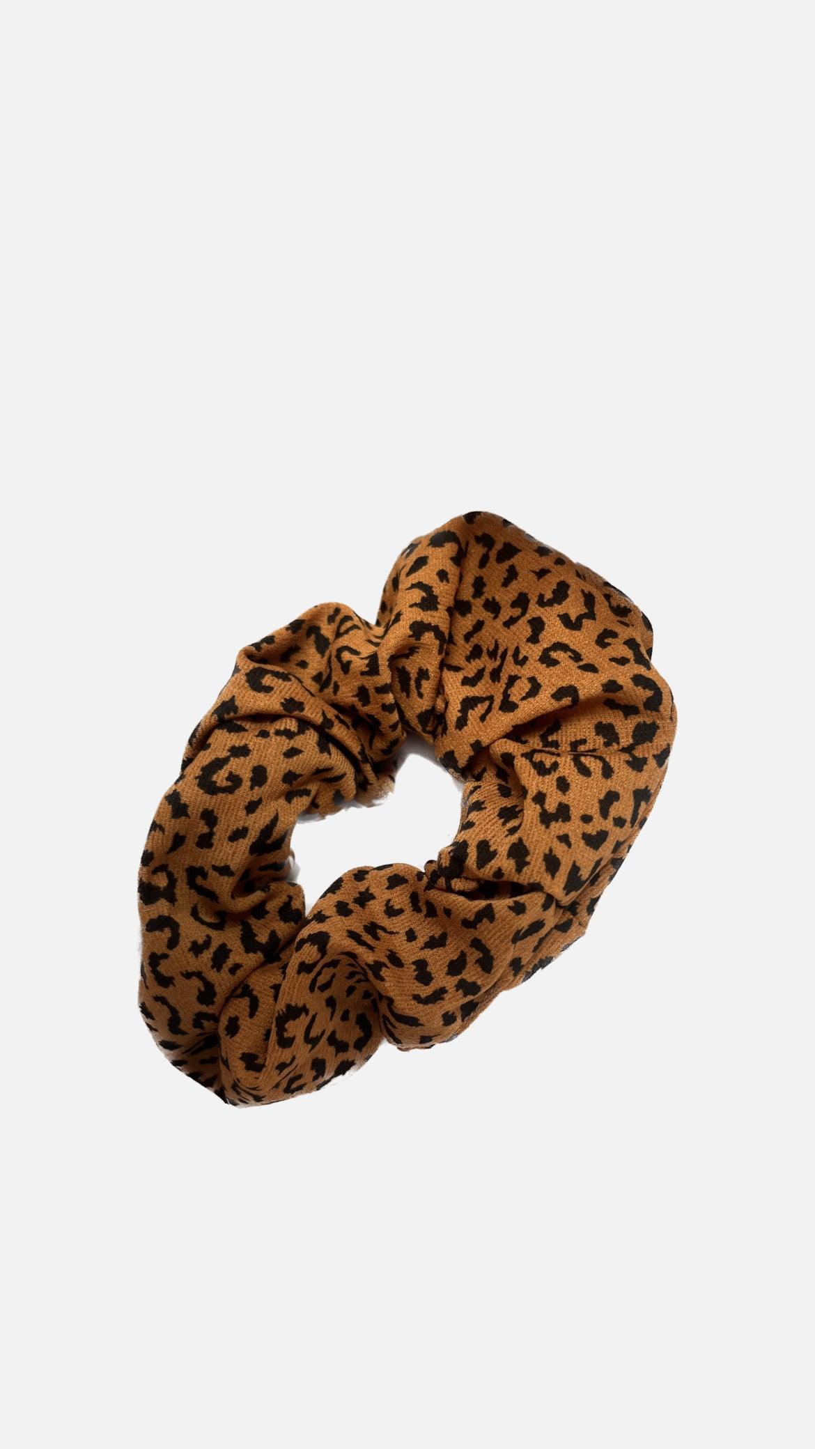 Scrunchie brun m. Leo print - Damernes Outlet