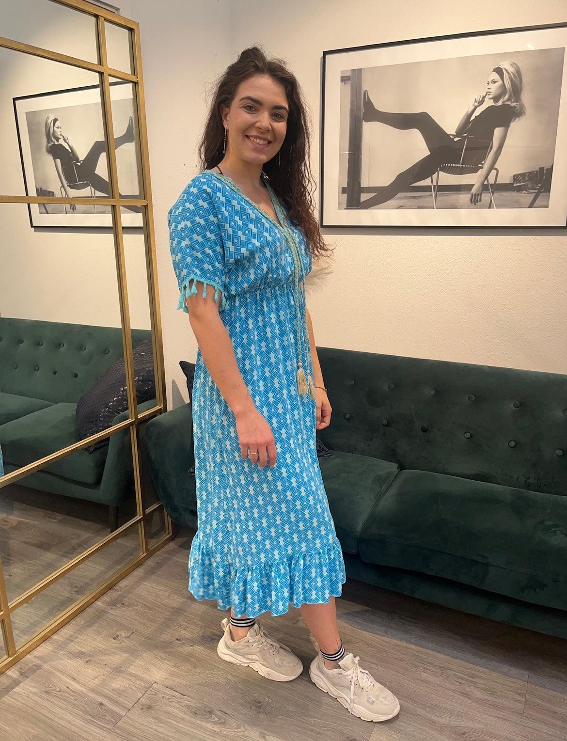Copenhagen luxe maxi kjole blå 4467 - Damernes Outlet