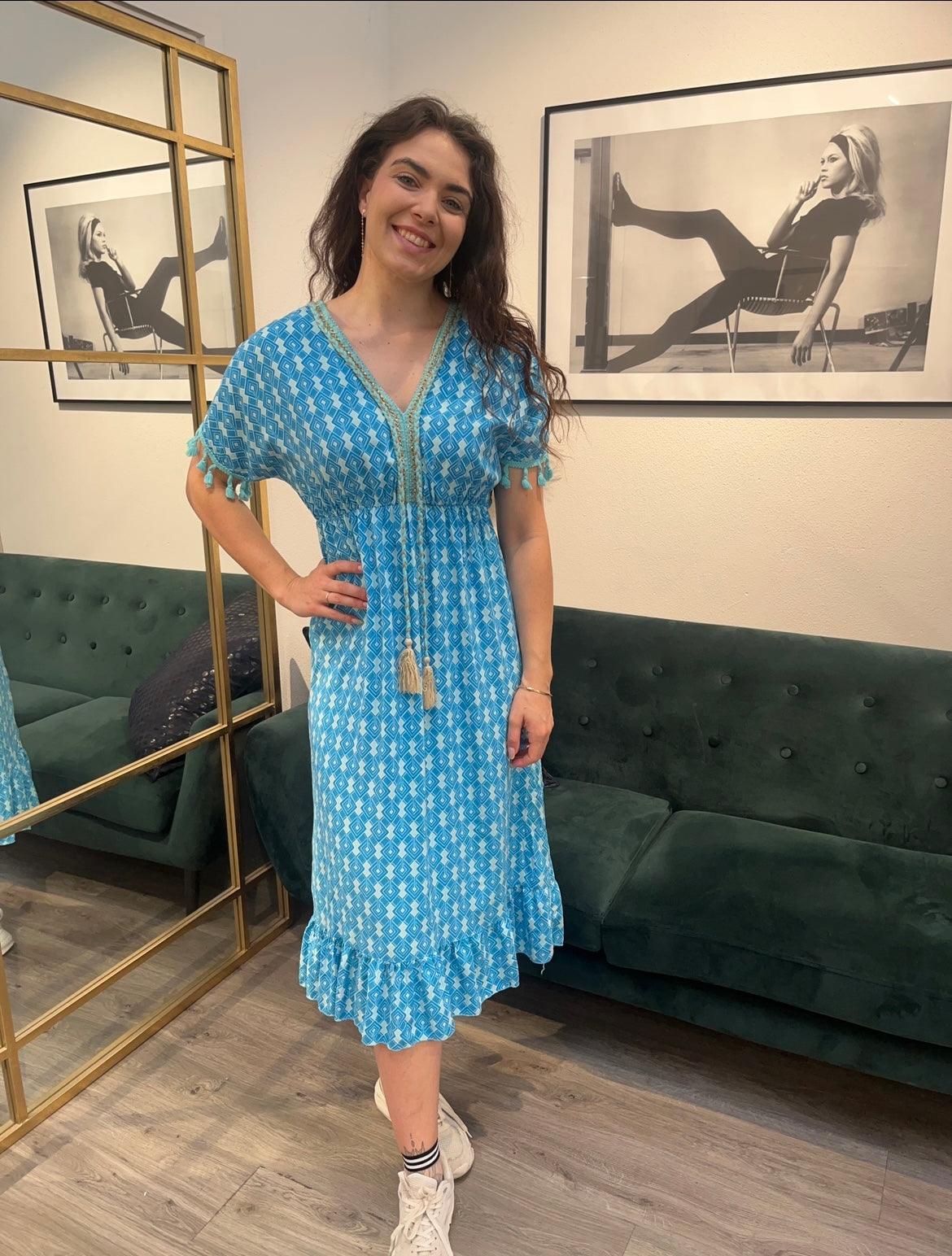Copenhagen luxe maxi kjole blå 4467 - Damernes Outlet