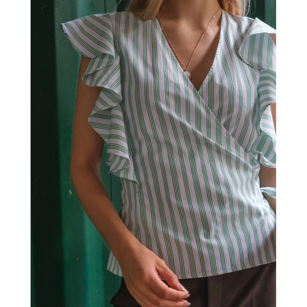 Neo Noir Anika stripe top Toppe og t-shirts Green