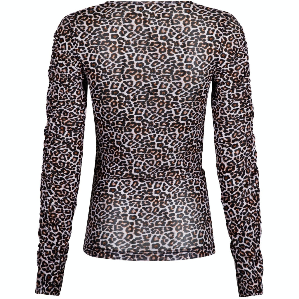 Neo Noir Bea leo mesh blouse Skjorter og bluser Leopard