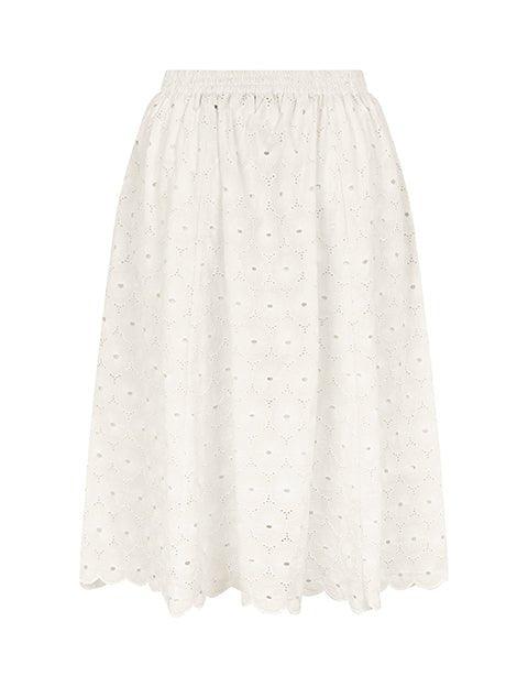 Bella nederdel i hvid broderie anglaise - Damernes Outlet