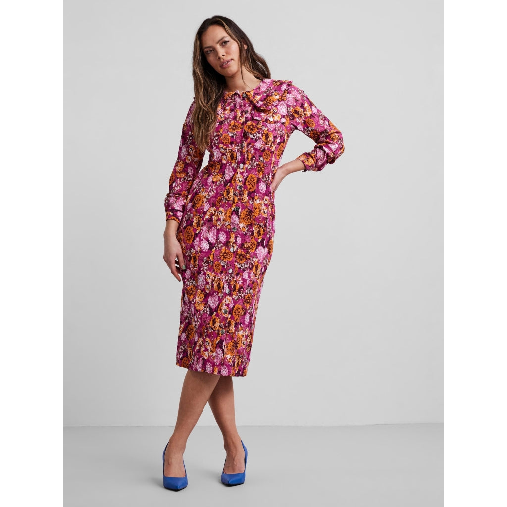 Y.A.S Berlin LS midi dress Dress Festival fuchsia