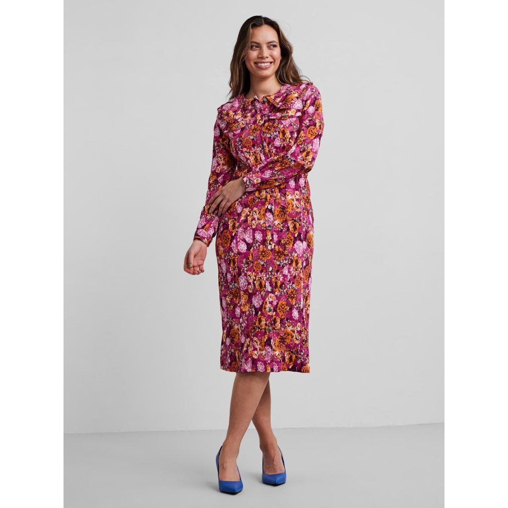 Y.A.S Berlin LS midi dress Dress Festival fuchsia