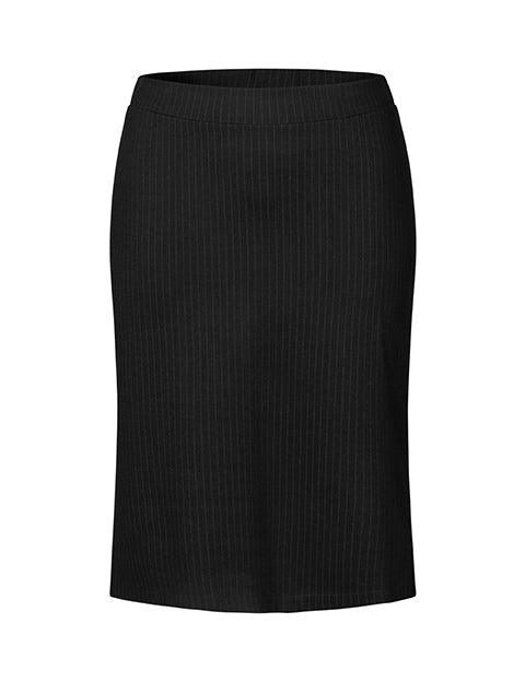 Betty pencil skirt i nålestribet sort jersey - Damernes Outlet