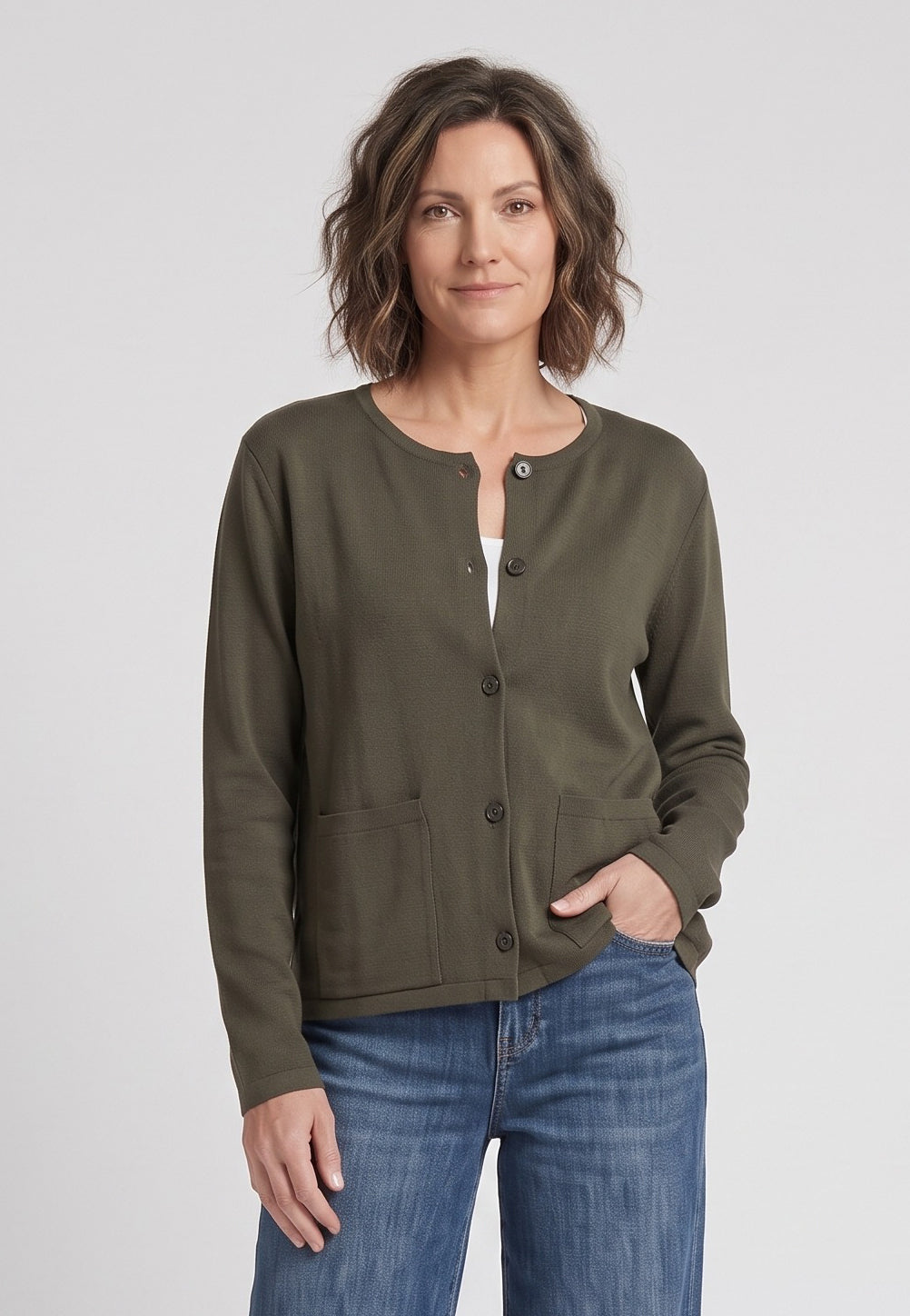 Lind Bolette Knit Cardigan 044 Army