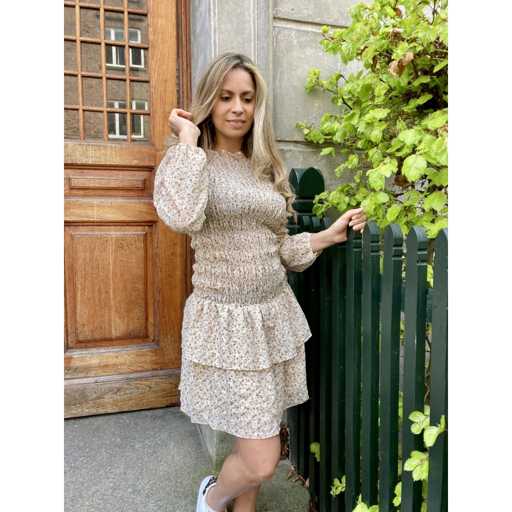 Neo Noir Briselle check flower dress Dress Sand