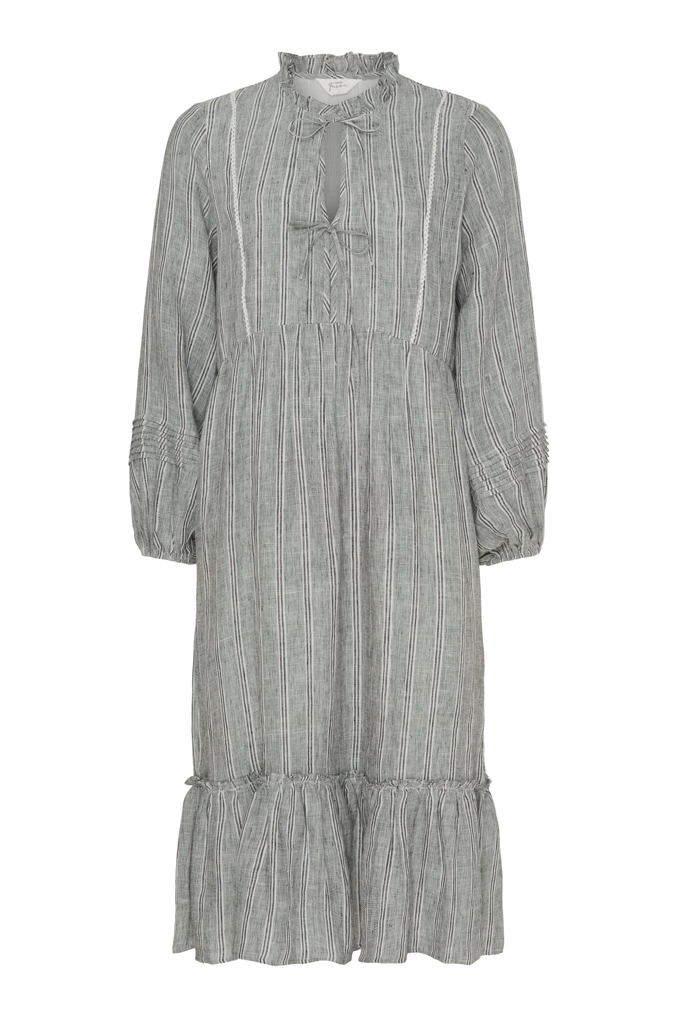 Femme Facon - CELIA LS DRESS i hvid/grå striber.