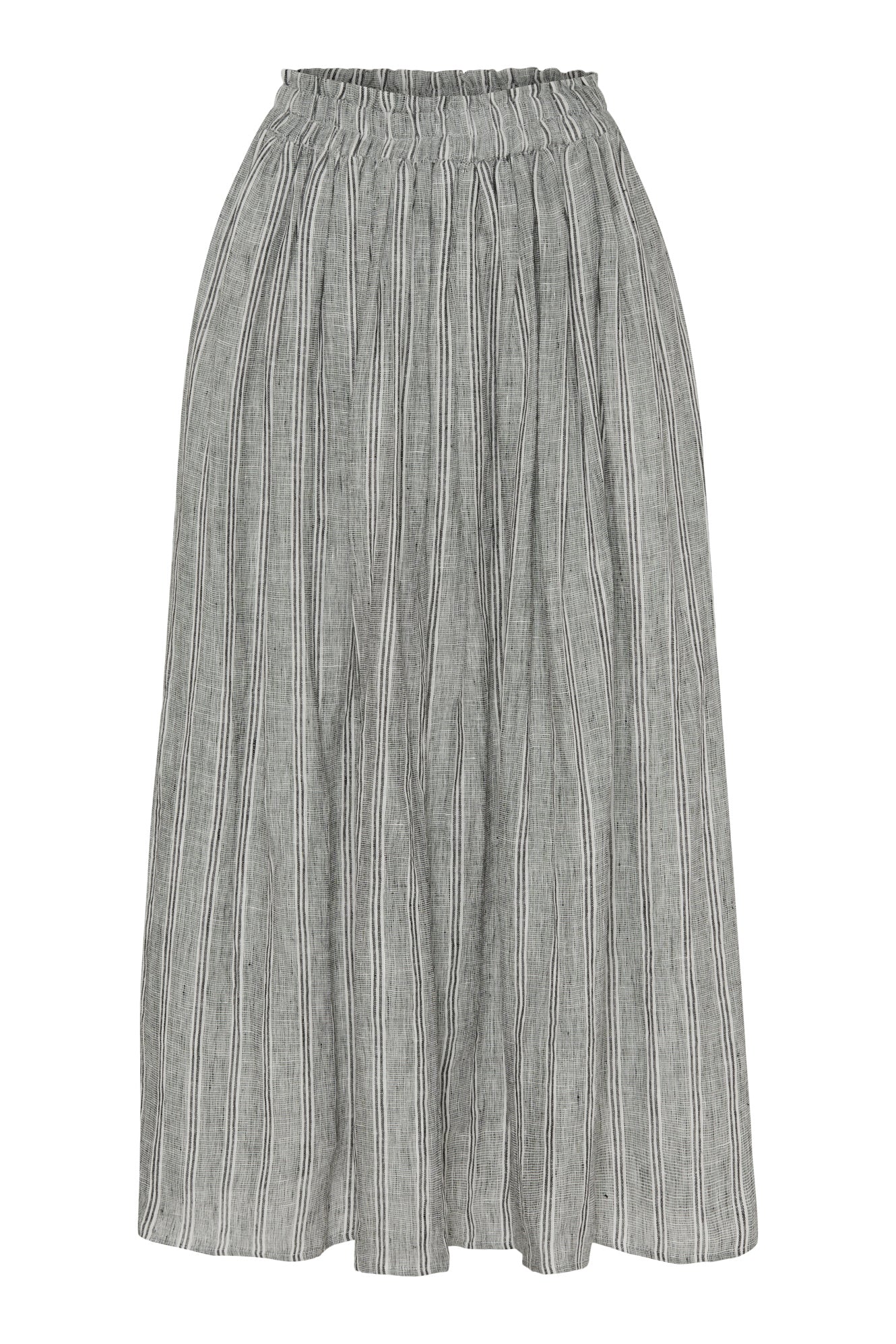 Femme Facon - CELIA LONG SKIRT, grå/hvid stribet nederdel.