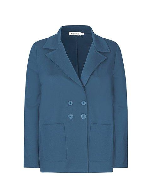 Carmen blazer i gråblå jersey - Damernes Outlet