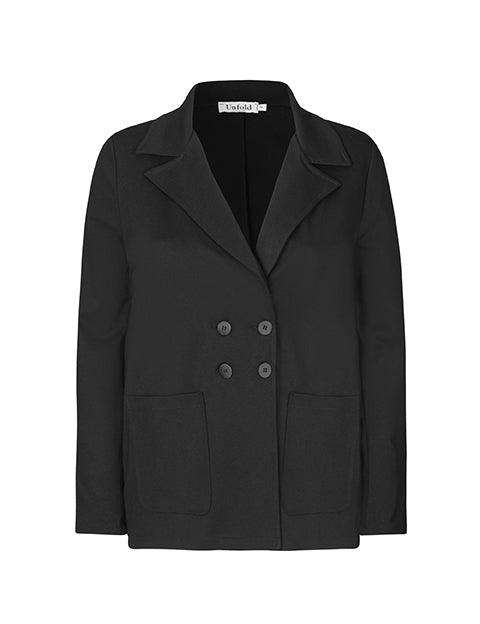 Carmen blazer i sort jersey - Damernes Outlet