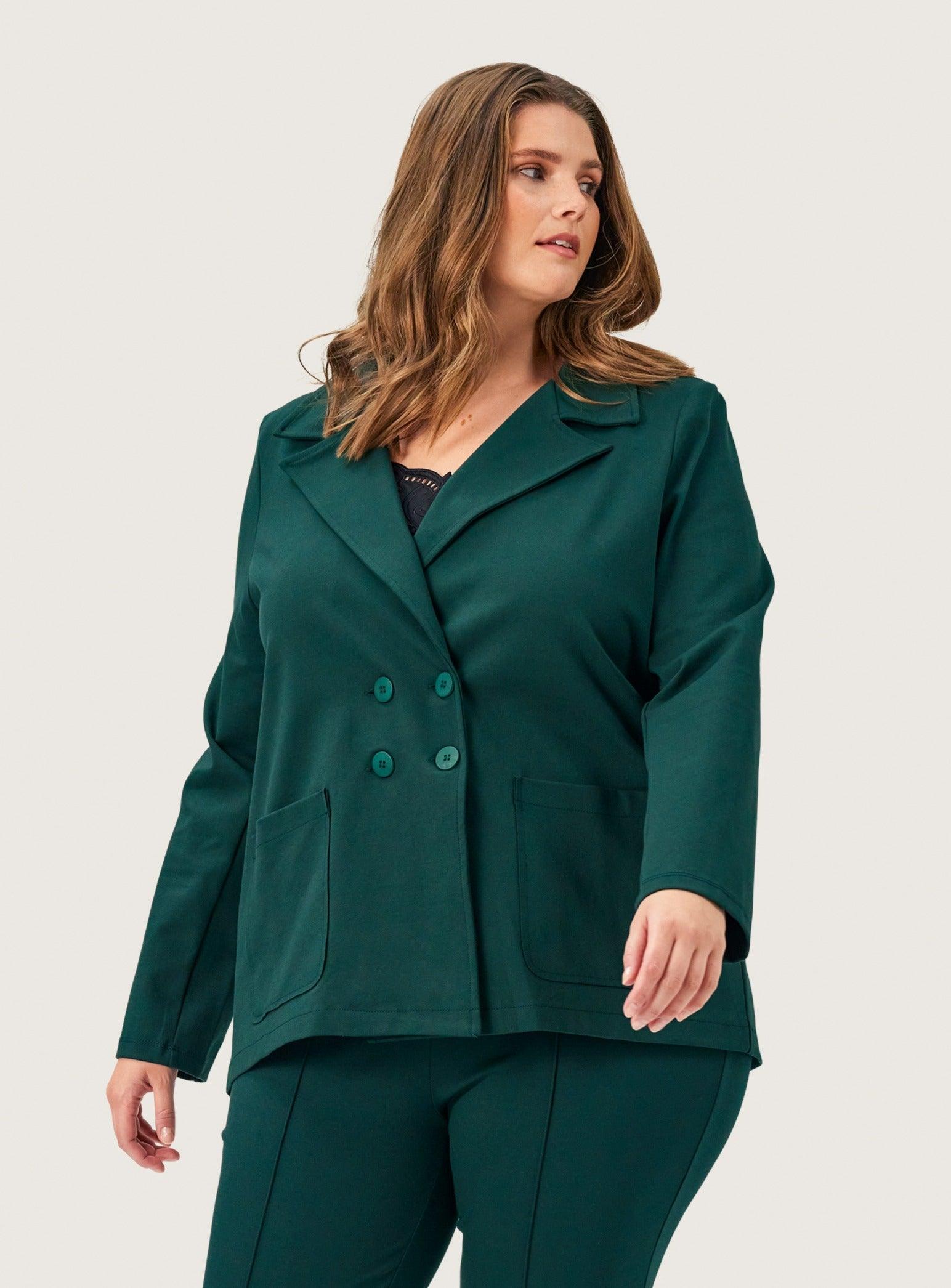Carmen blazer i grøn jersey - Damernes Outlet