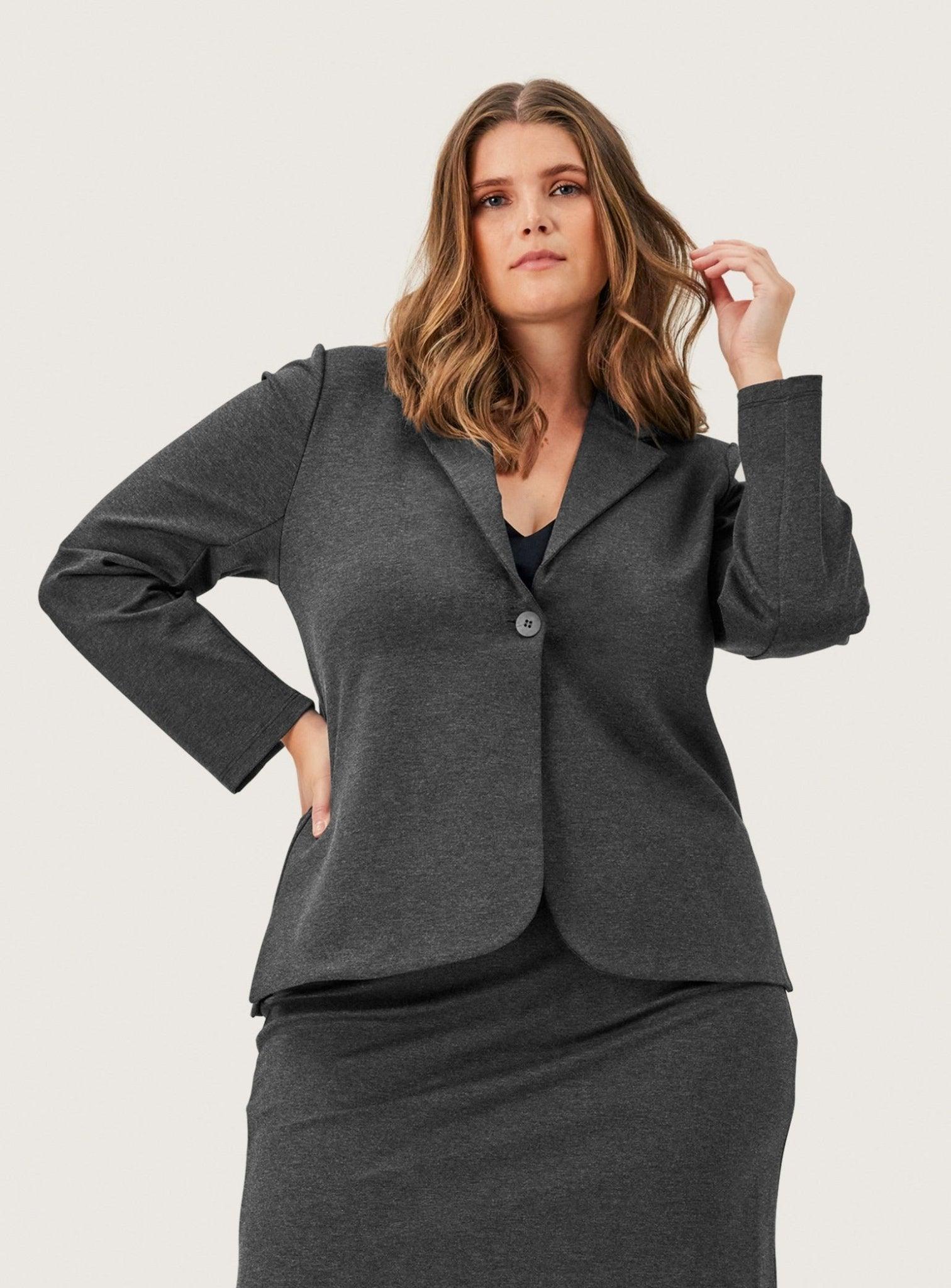 Carrie blazer i grå jersey - Damernes Outlet
