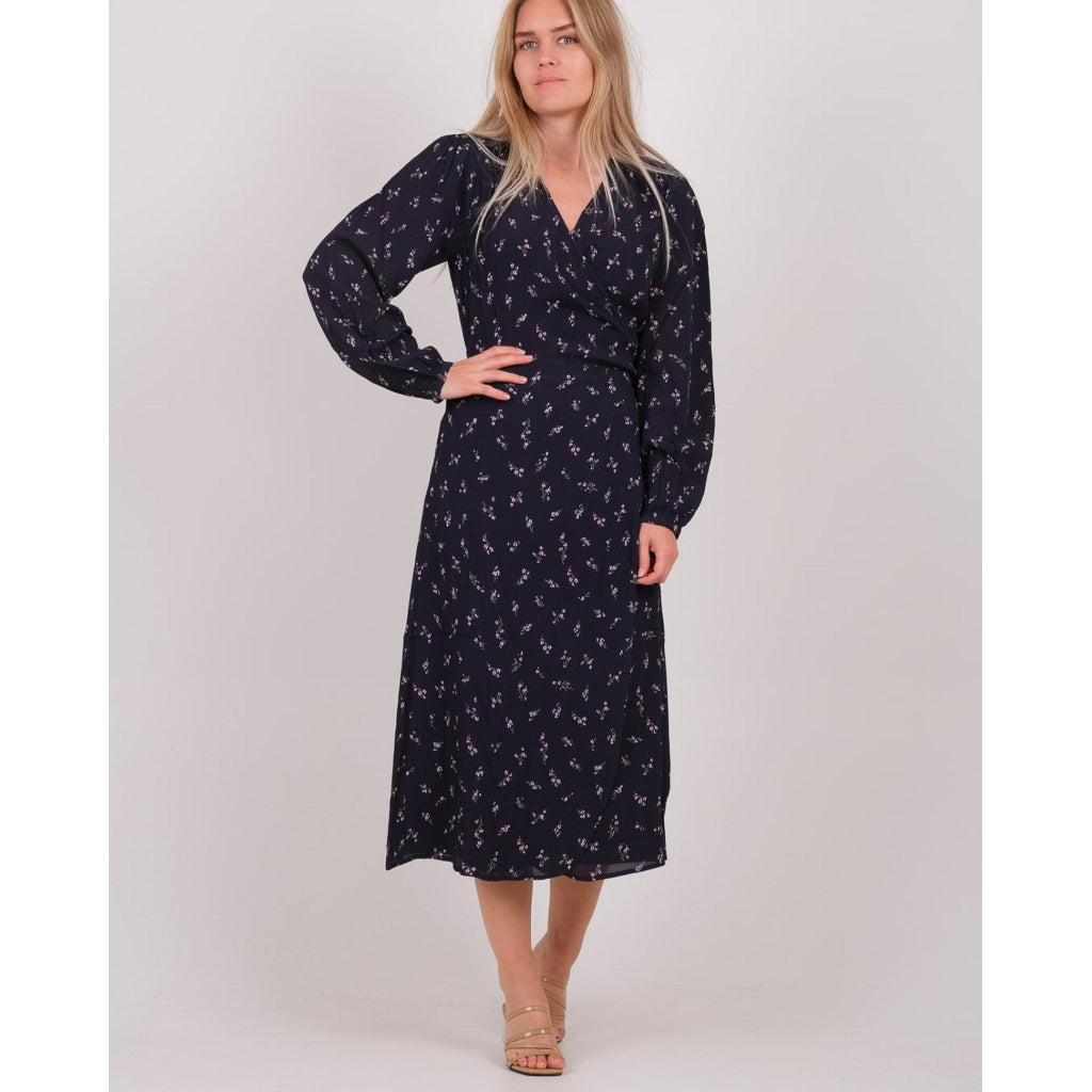 Neo Noir Essa simple flower dress Dress Dark navy