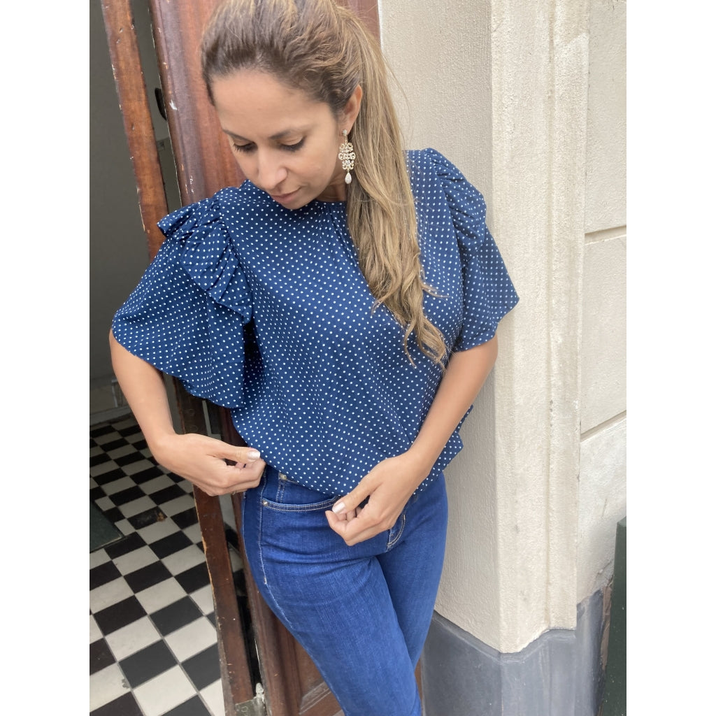 Stella Nova Eun blouse Skjorter og bluser Blue/white dots