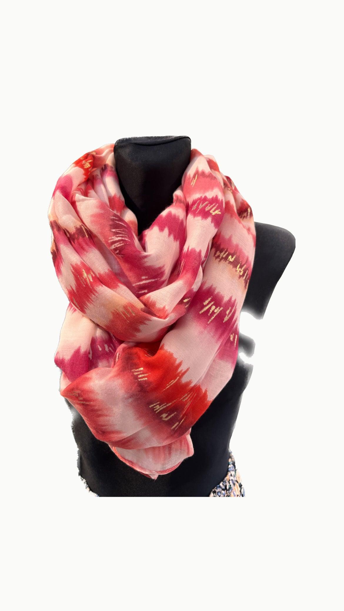 Tørklæde pink nuancer - Damernes Outlet