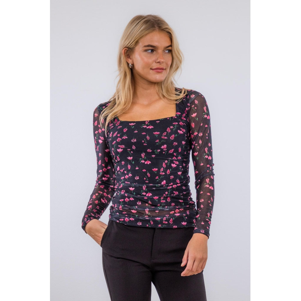 Neo Noir Jannet Erica mesh blouse Skjorter og bluser Black