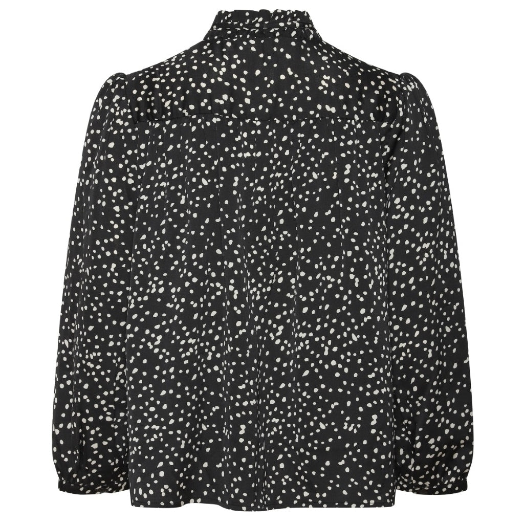 A-View Jill blouse Skjorter og bluser Black with white dots