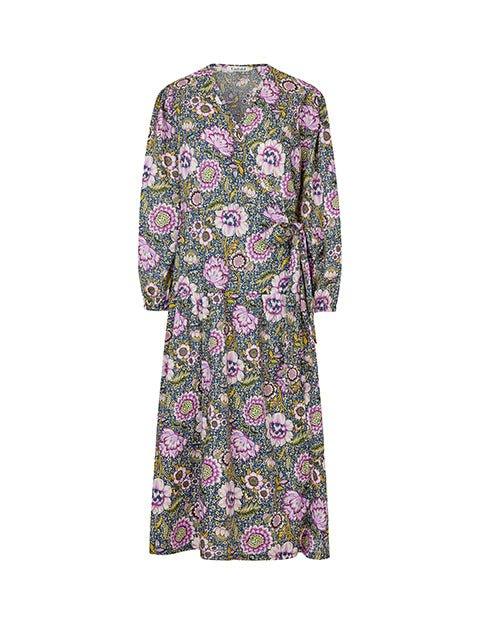 Amy kjole i lilla blomsterprint - Damernes Outlet