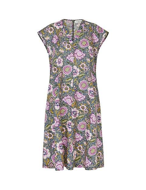 Asia kjole i lilla blomsterprint - Damernes Outlet