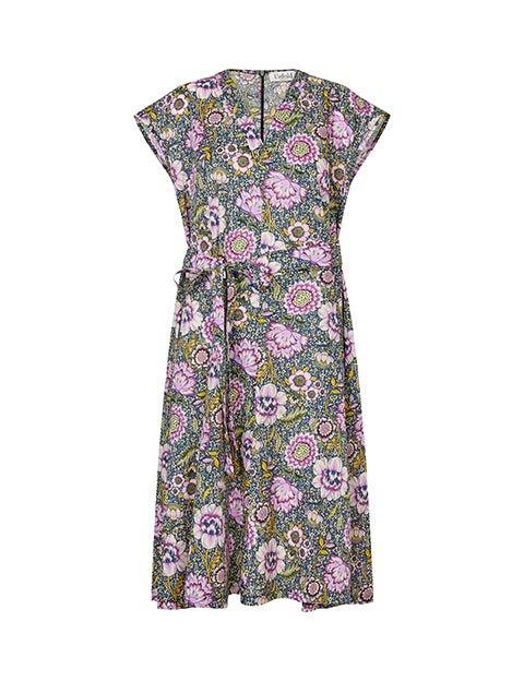 Asia kjole i lilla blomsterprint - Damernes Outlet