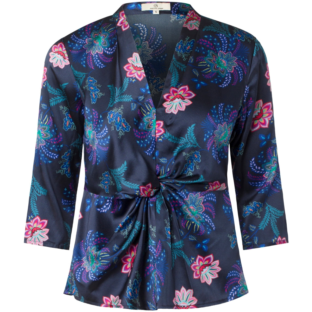 Charlotte Sparre Knot blouse - silk w/stretch Skjorter og bluser Happy garden allover