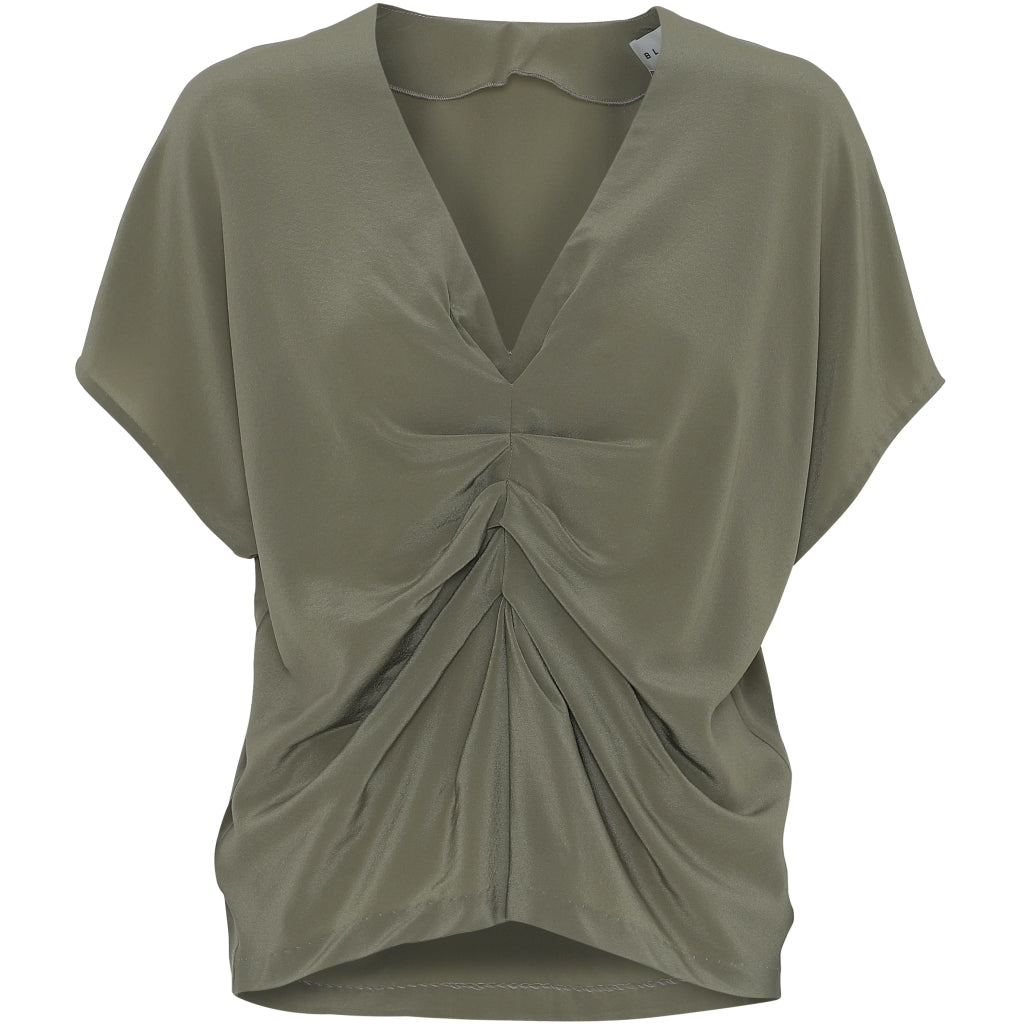Blanche Mari blouse - 100% silk Skjorter og bluser Herbal green