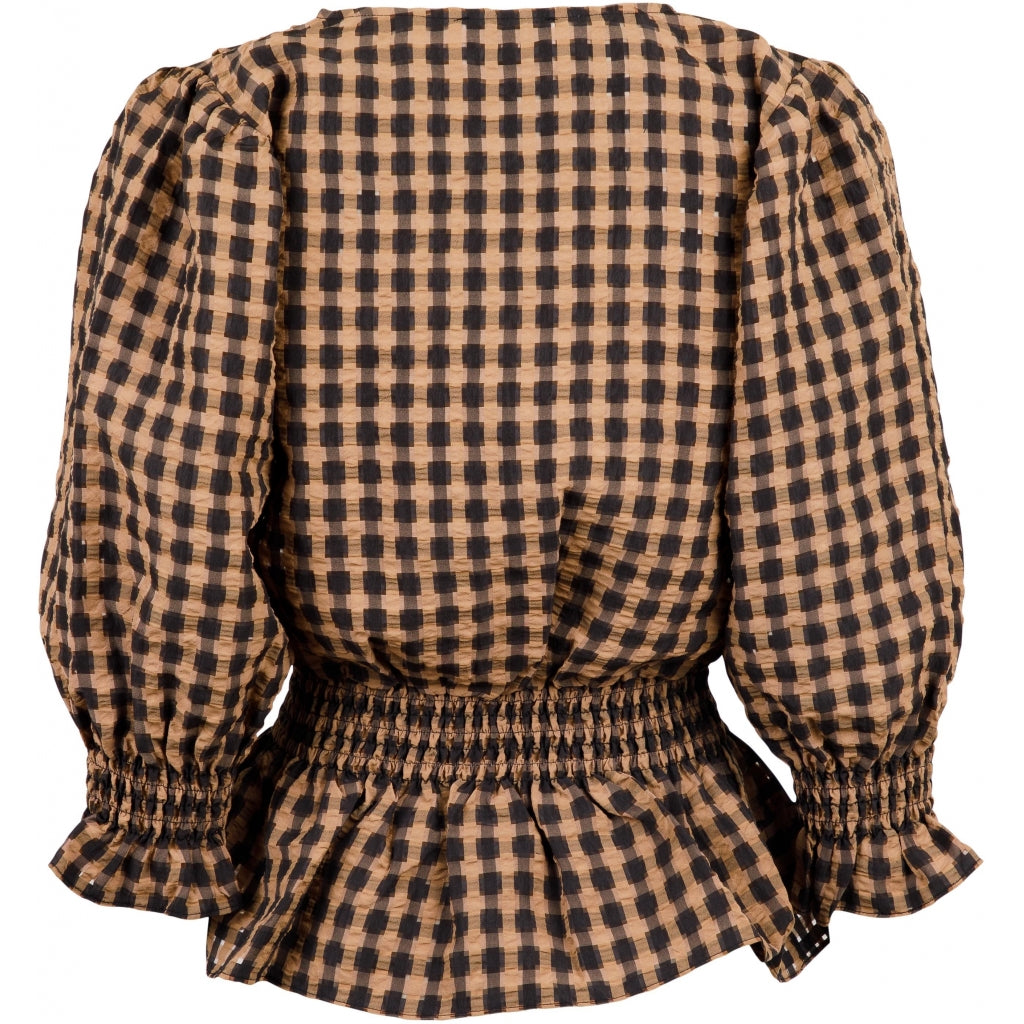 Neo Noir Mia airy Check blouse Skjorter og bluser Camel