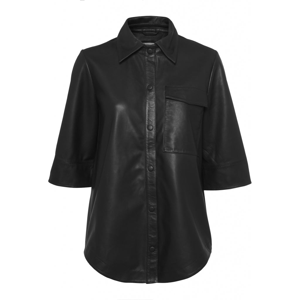 NORR Niko leather shirt Skjorter og bluser Black