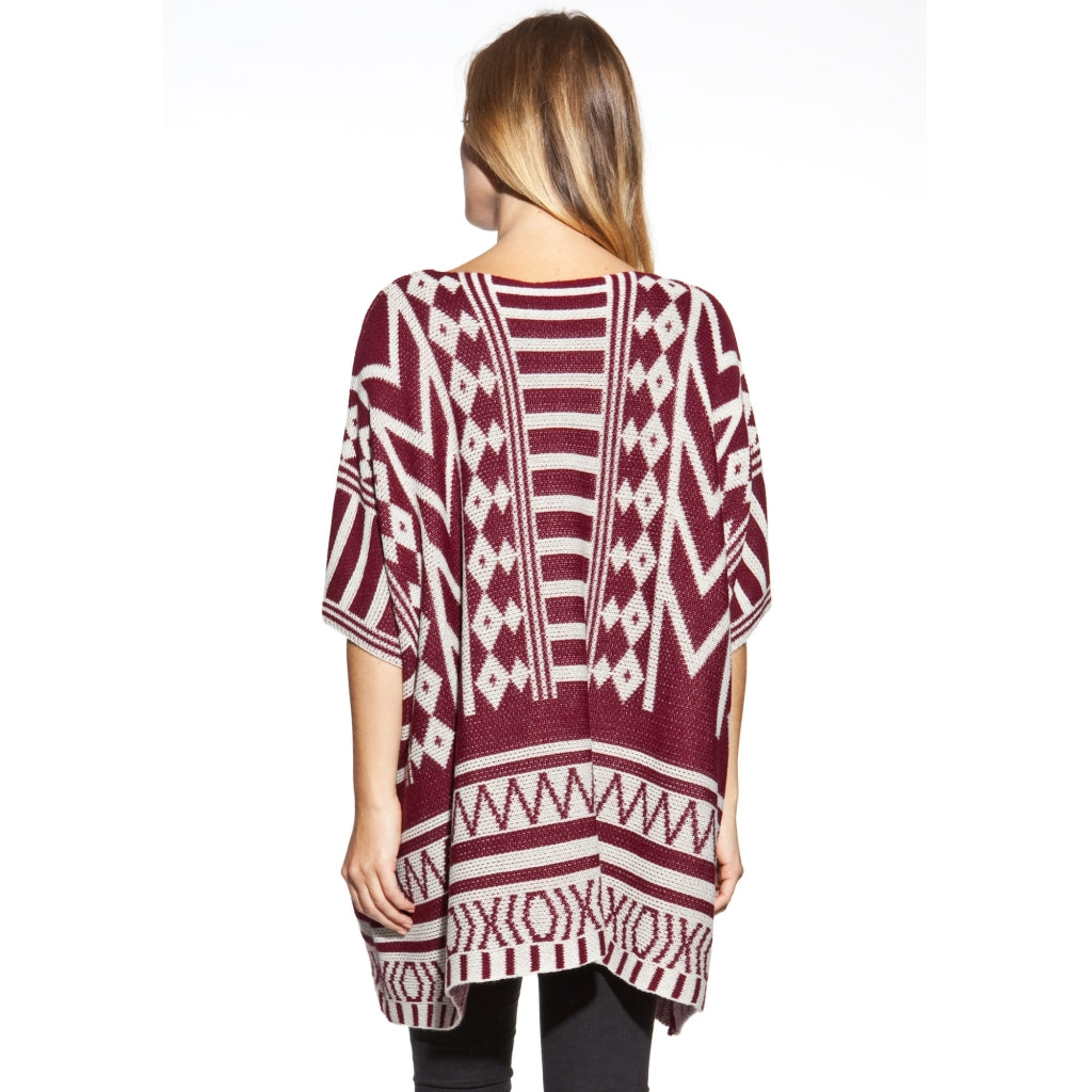 Cosmos Olivia poncho Knit Red