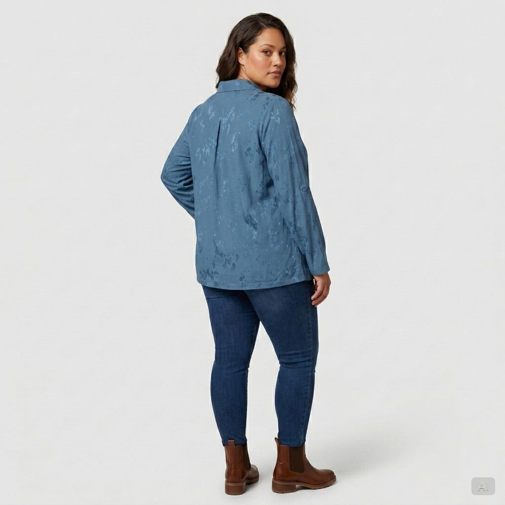 Pont Neuf PNRisa Skjortebluser 5555 Steel Blue