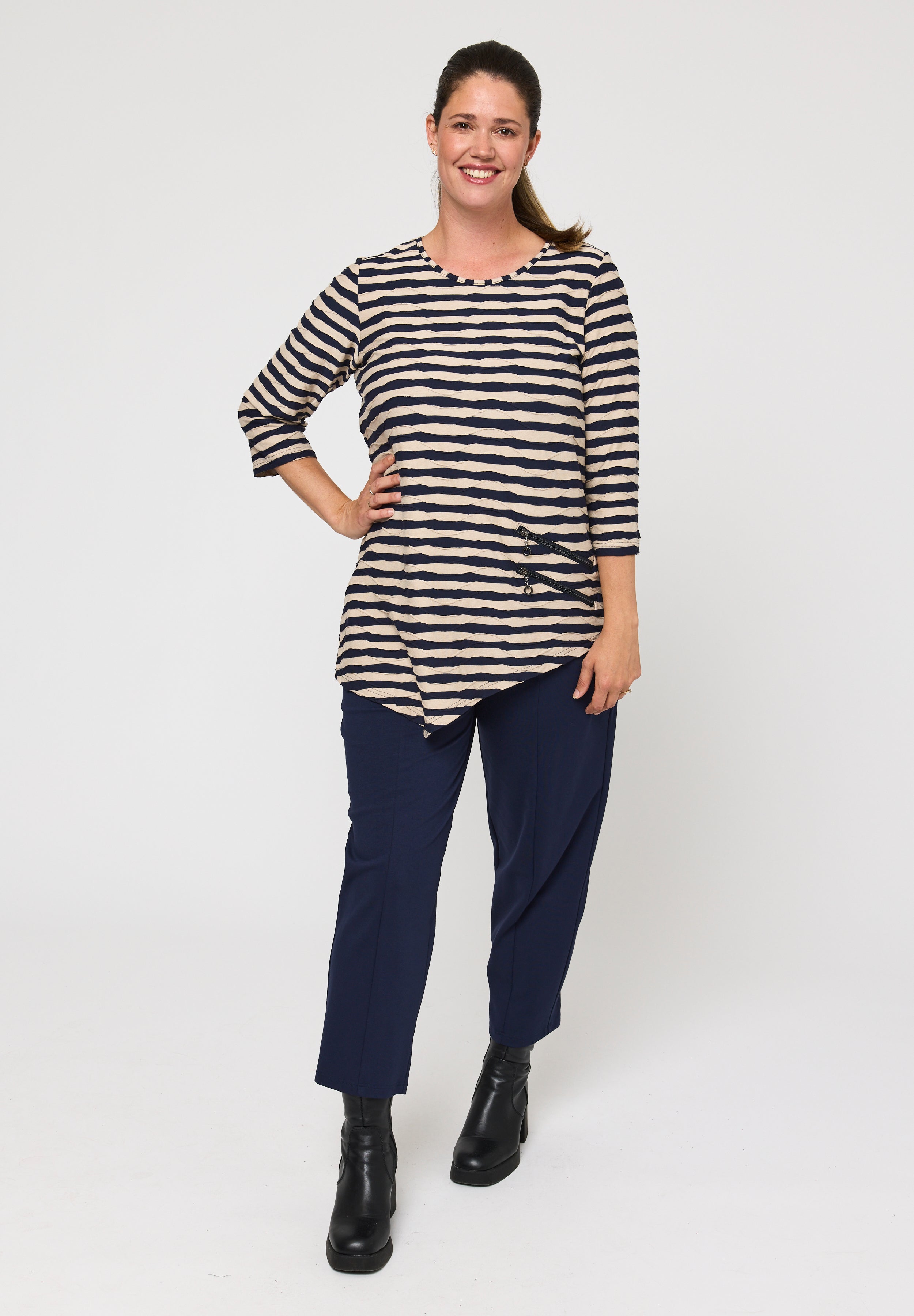 Pont Neuf PNRosalina Bluser 817 Navy/sand