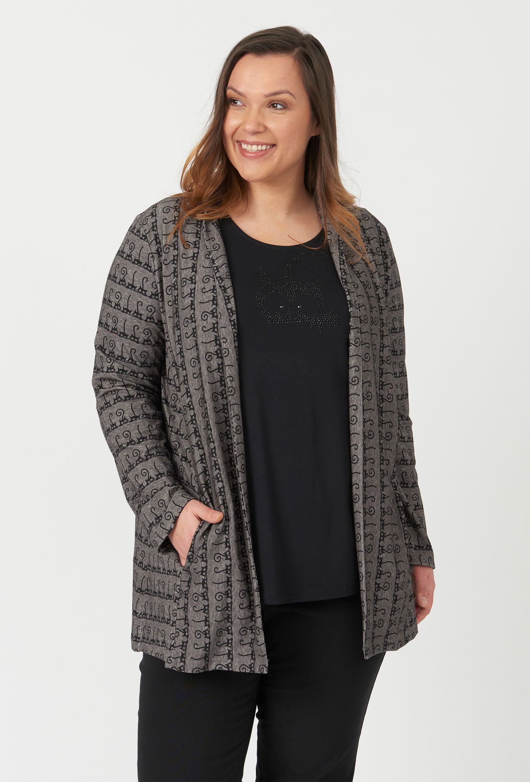 Sempre Piu SESadie Cardigan 077 Grey Melange