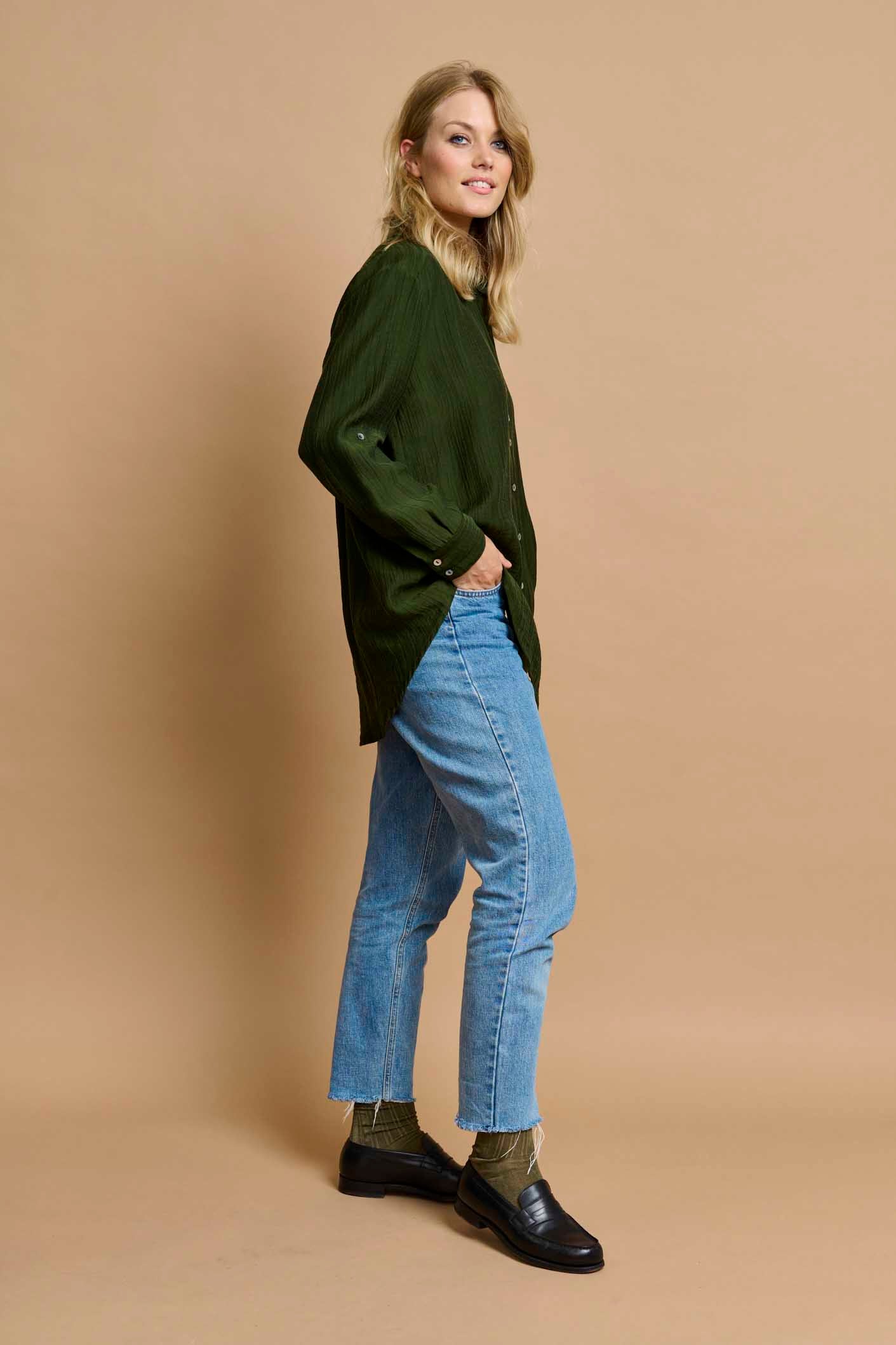 SHIRTMAKER SHBelle Skjortebluser 147 Dark Olive Green