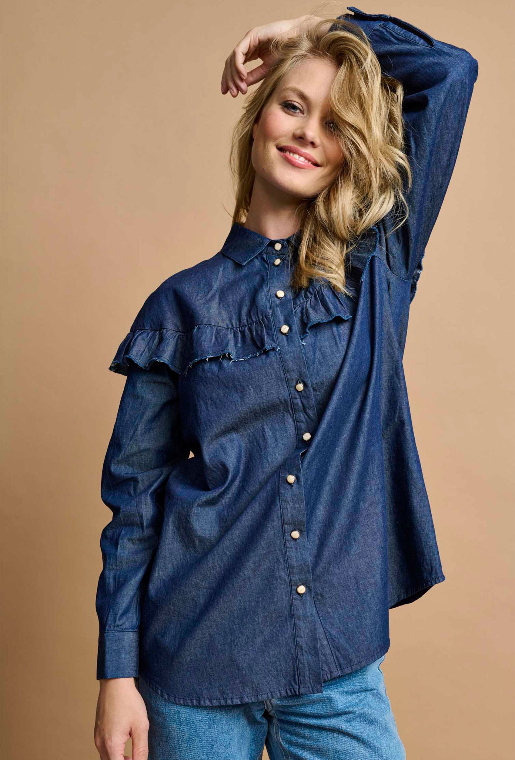 SHIRTMAKER SHDeva Skjortebluser 052 Denim Blue