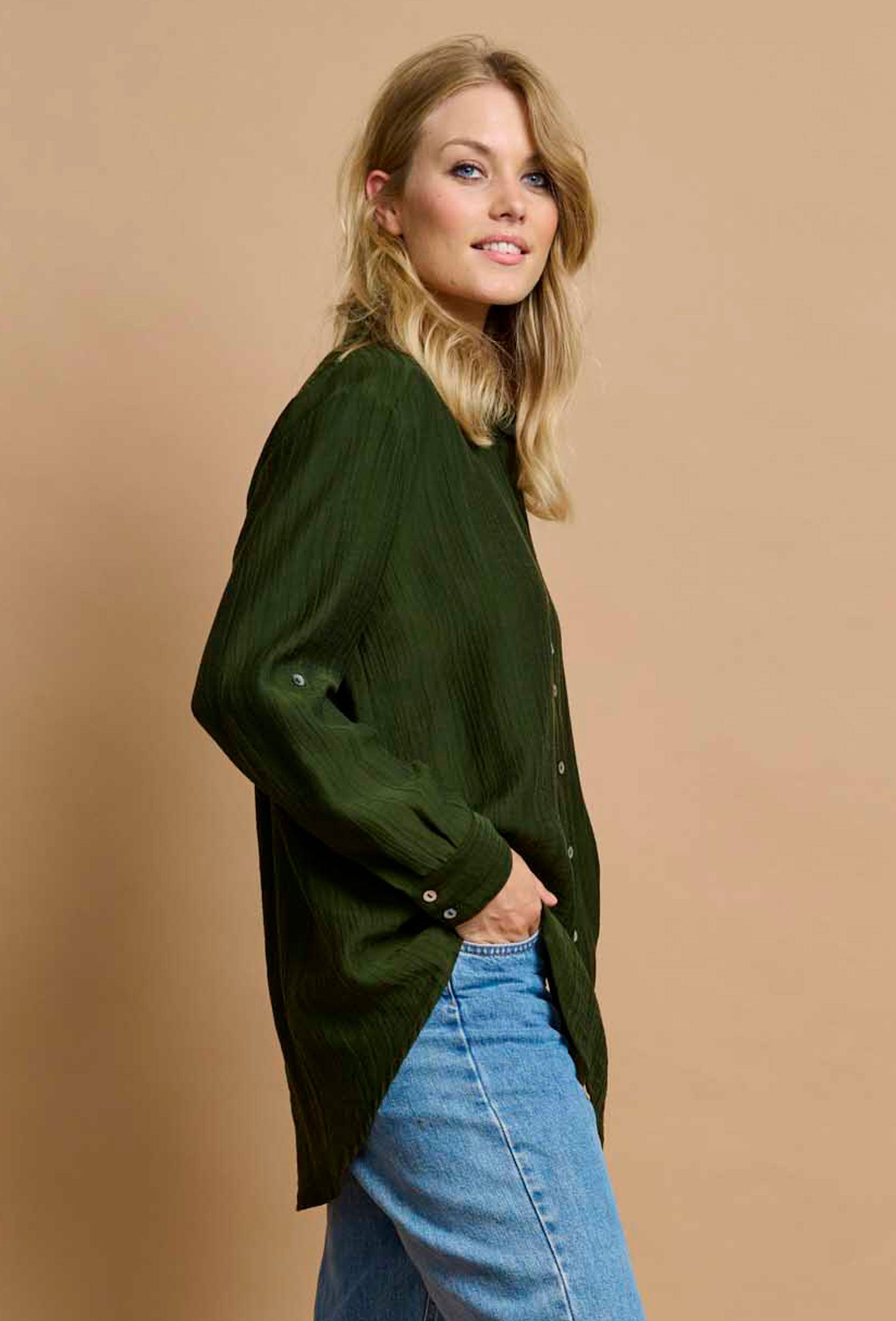 SHIRTMAKER SHRita Skjortebluser 147 Dark Olive Green