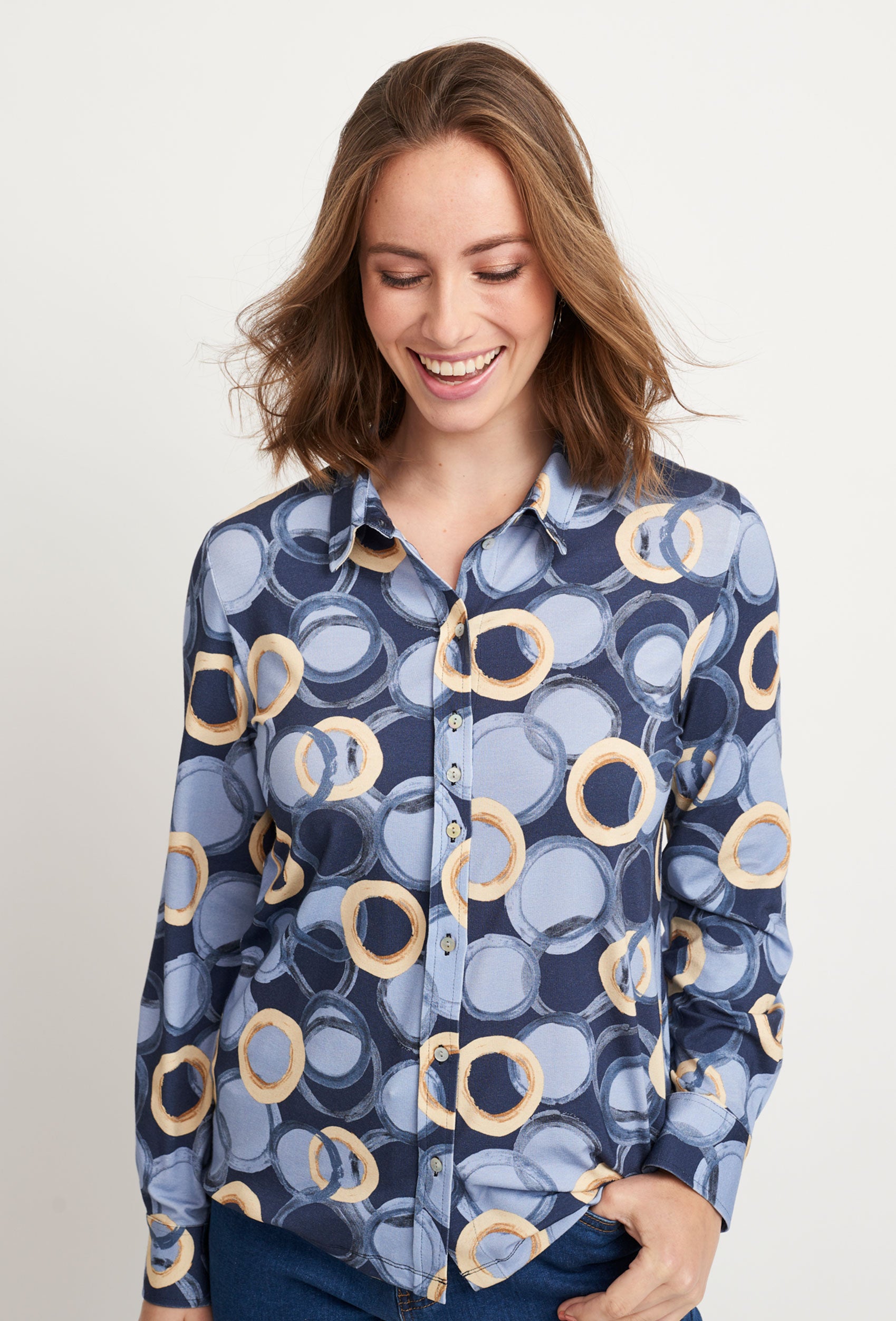 SHIRTMAKER SHRoma Skjortebluser 028 Blue