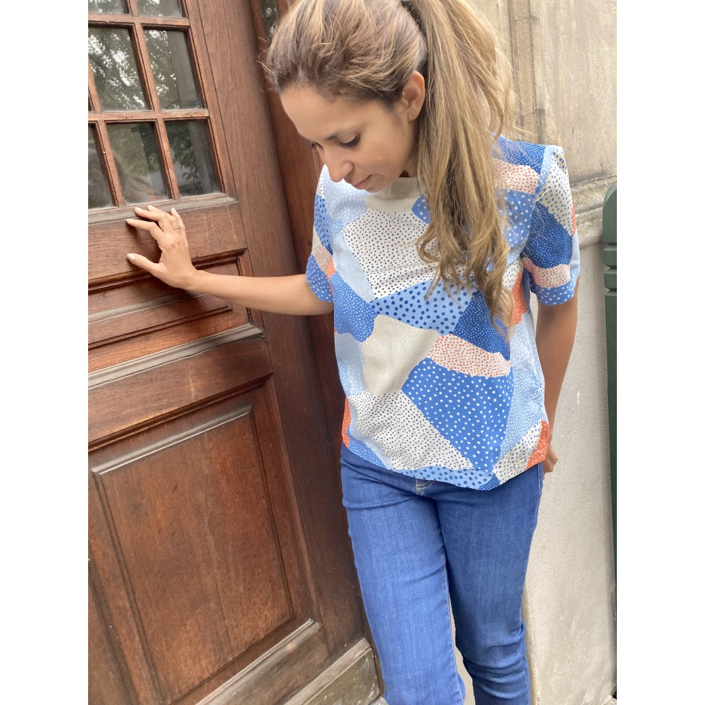 Storm & Marie Sade short sleeve top Toppe og t-shirts Blue dot mix